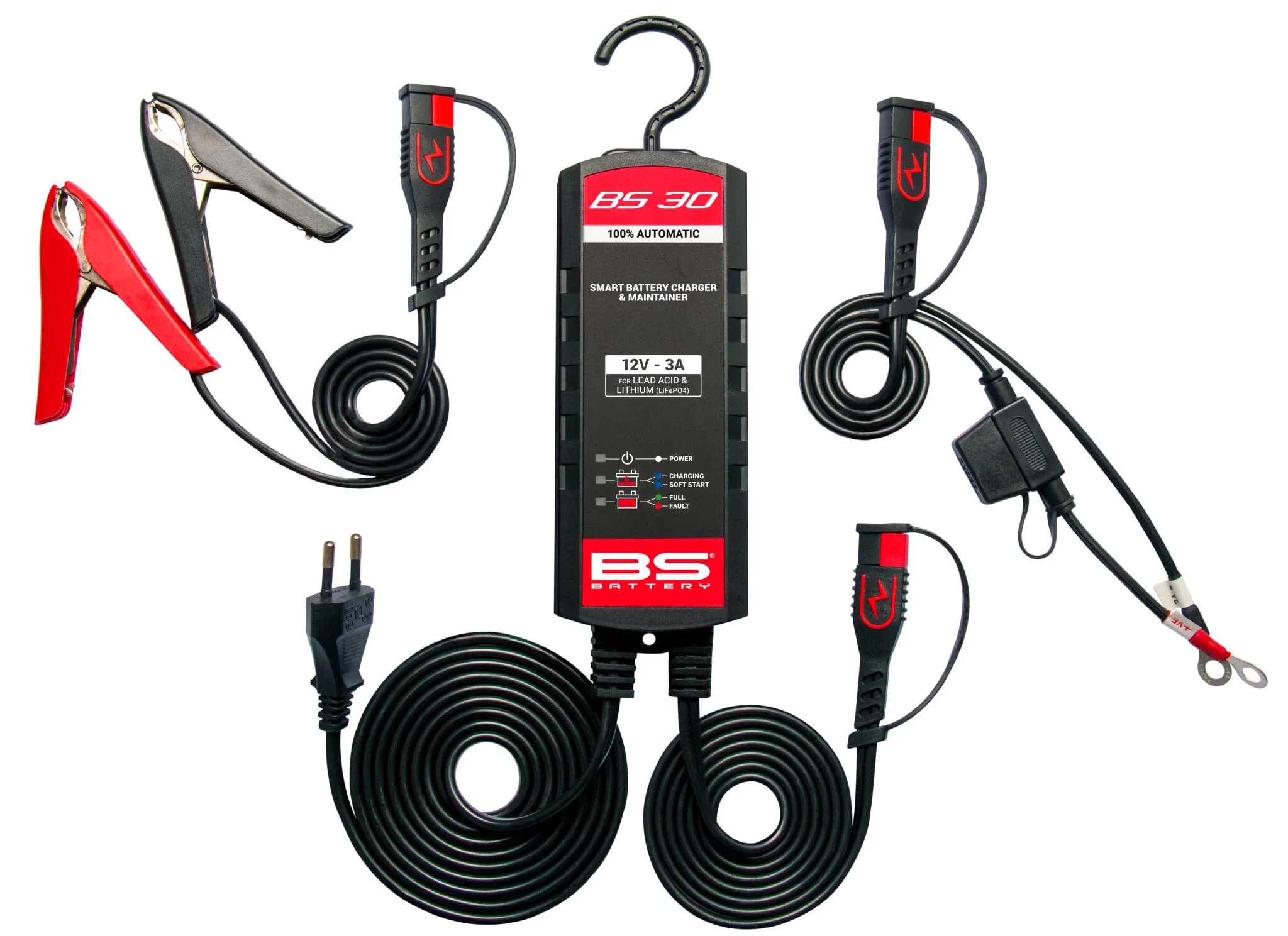 BS Battery BS30 smart batteriladdare & underhållsladdare 12V 3A för MC